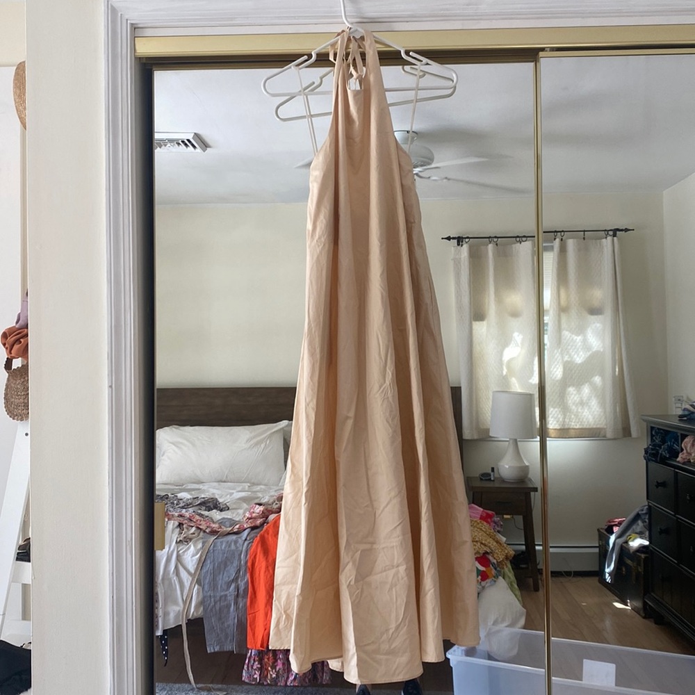 Zara high neck open back dress